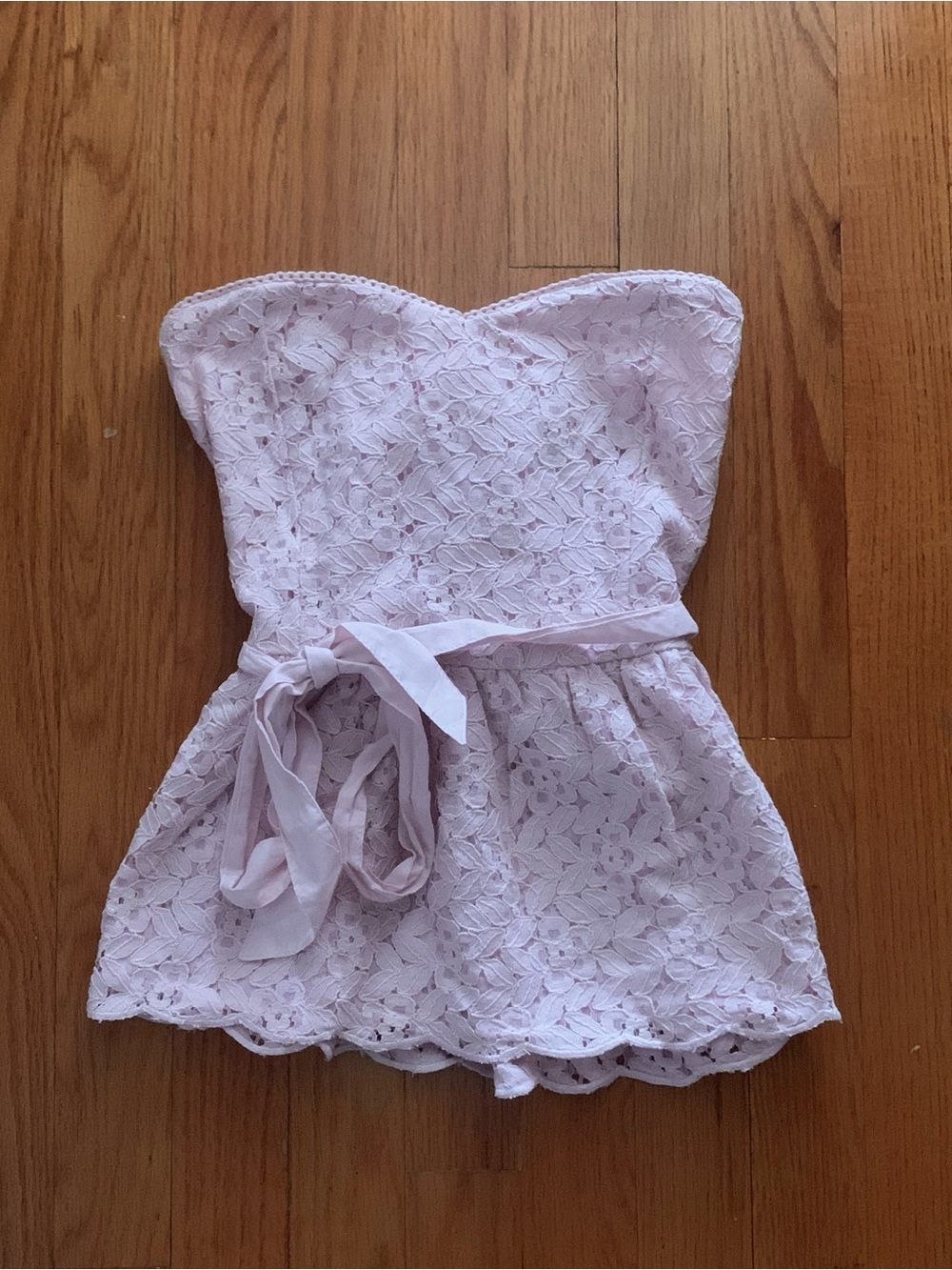 Hollister Lace Strapless Romper in Light Lavender